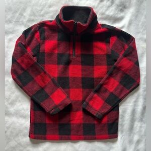 Thick warm fleece pullover sweater red/black plaid
